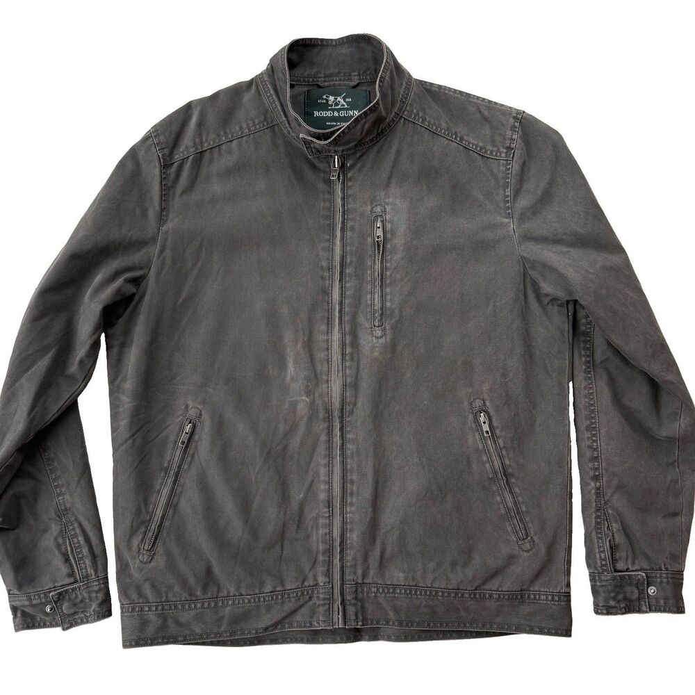 Rodd & Gunn Jacket Mens X-Large The Jack Harrington Coated Canvas Gray/Brown